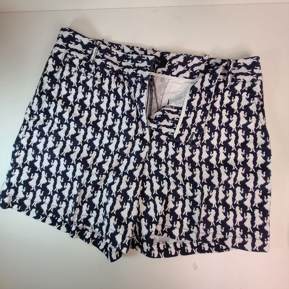 25-3 Talbots Navy and White Hula Dancer Shorts Size6 NWOT